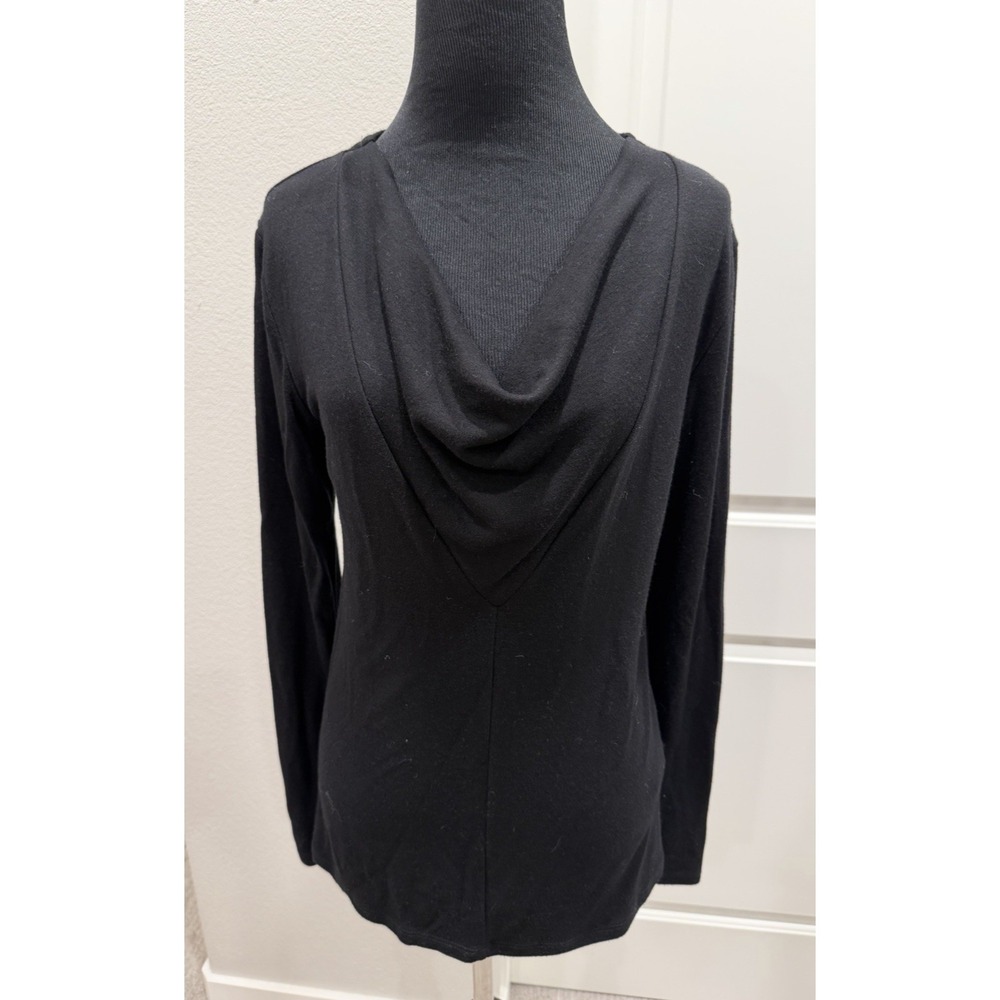 Lot of 2 Standard James Perse L/S Shirt Black Cowl Neck & White Scoop neck Sz 2